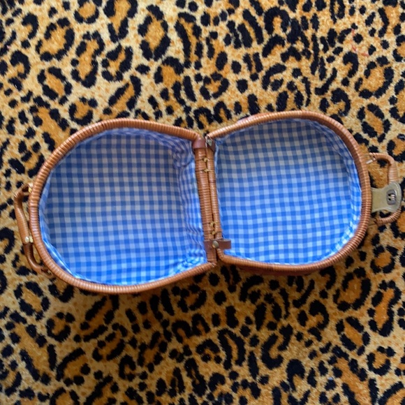 Vintage Bags Vintage Picnic Basket Purse With Stripes One Side